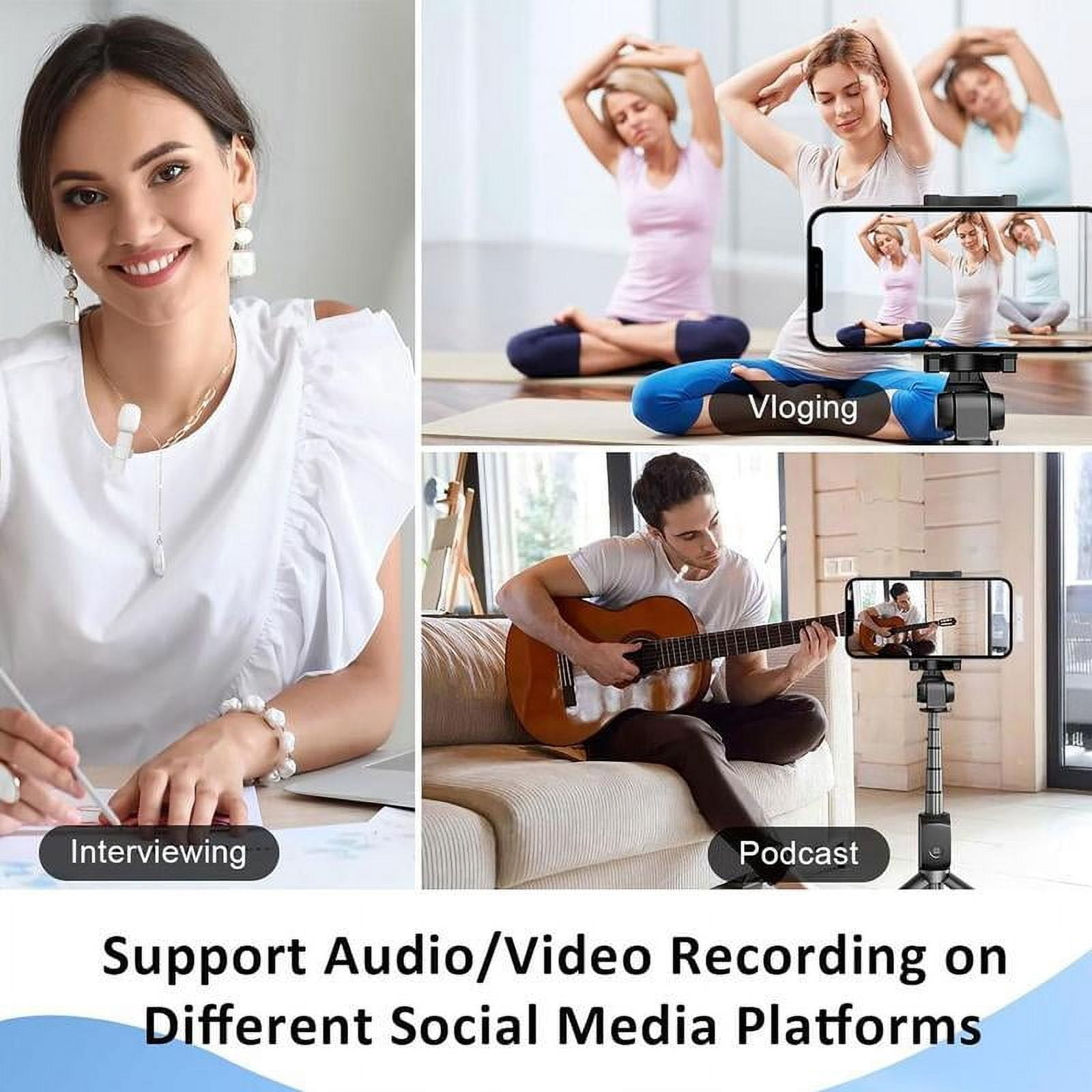 Wireless Lavalier Microphone for iPhone & Android - Dual Mini Lapel Mics with Noise Cancellation, 100ft Range, Clip-On Mic for Recording, Vlogging, YouTube, Interviews