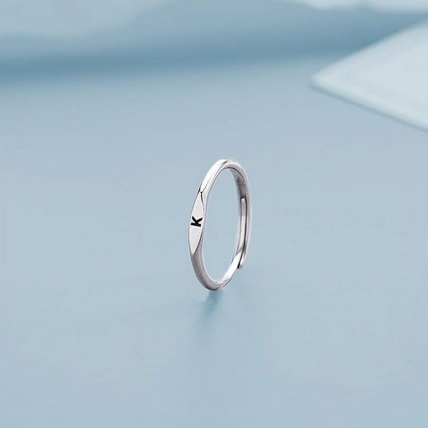 Anillo de plata 925 con 26 letras, diseño de nicho femenino, anillo con elemento de lujo, anillo abierto para dedo índice