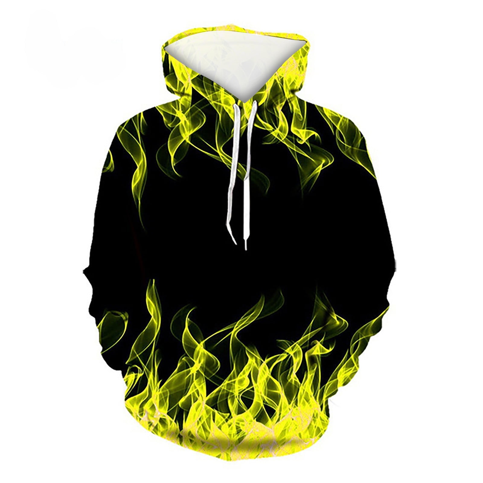 Penkiiy Mens Flame Print Graphics Hoodies Long Sleeve Hip Hop