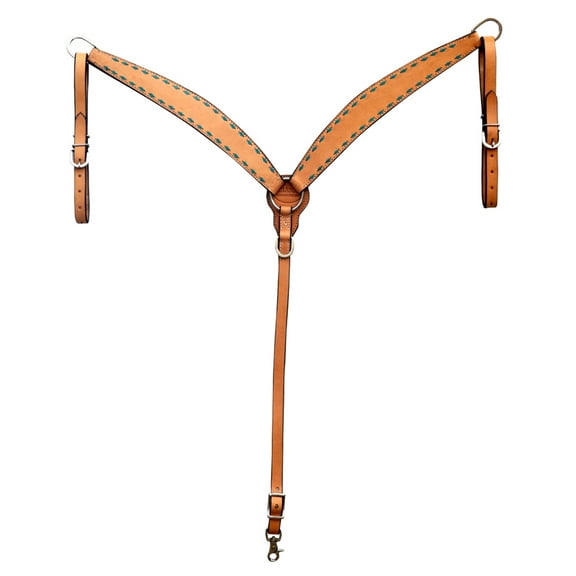 HILASON Western Genuine Leather Horse V Shaped Breast Collar Oiled Tan