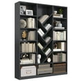 thumbnail image 6 of 71" Tall Triple-Wide Bookcase with Adjustable, Casendy Cube Bookcase with Y-Shape Bookshelves, Modern Display Cabinet Book Library for Home Office, Living Room, Black, 6 of 9