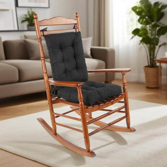 Rocking Chair Cushion, Thickened Tufted Seat and Back Cushion with Ties, Suitable for Indoor/Outdoor Rocker