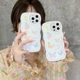 thumbnail image 6 of Compatible with iPhone 12 Case, Aesthetic Glitter White Butterfly Bling Phone Cover for Women Girls, Cute Fashion Love Heart Wavy Edge Phone Skin, Soft Silicone Slim Fit Protective Cover, 6 of 15
