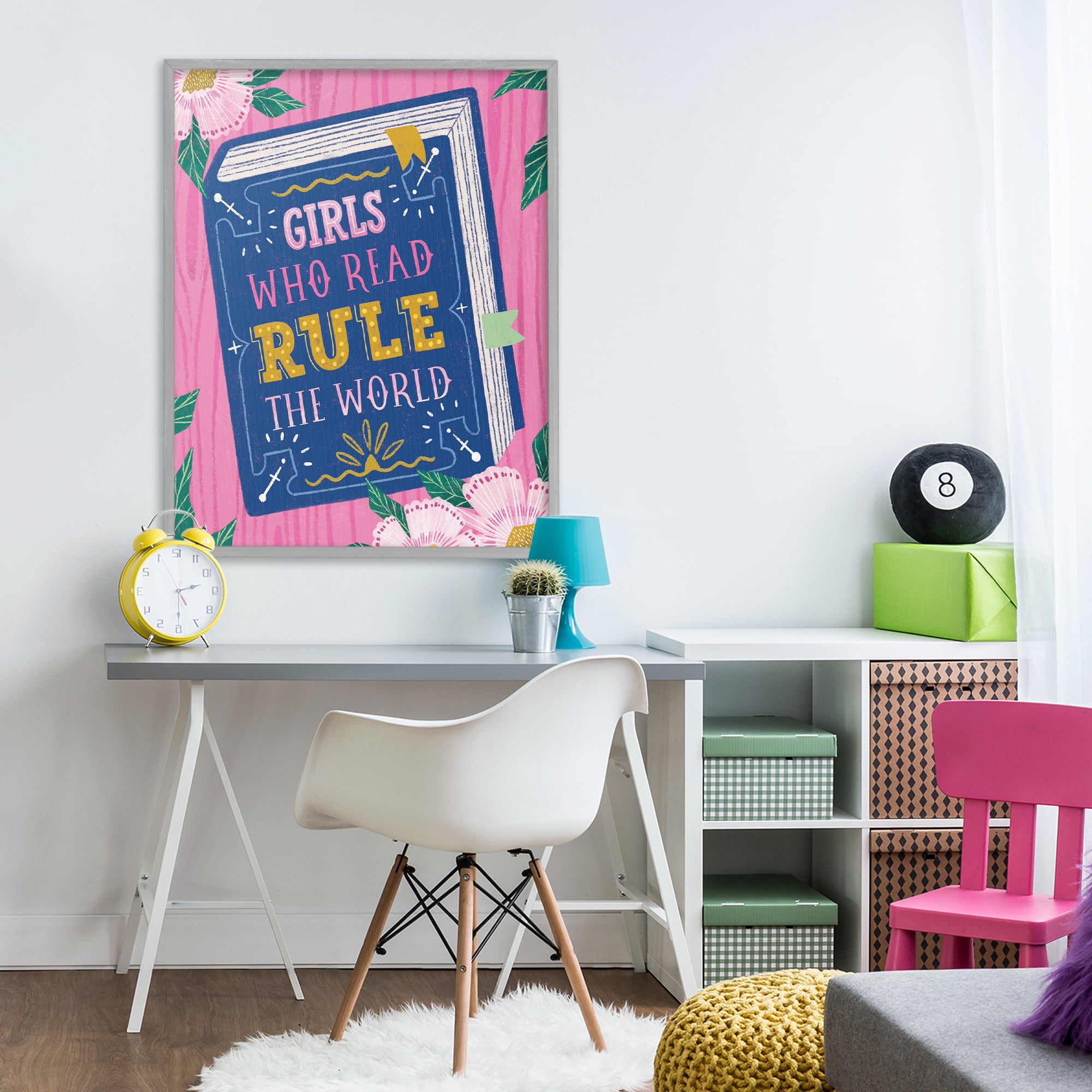 Stupell Industries Girls Who Read Inspirational Gray Framed Giclee Art, design by Vanessa Stoilova