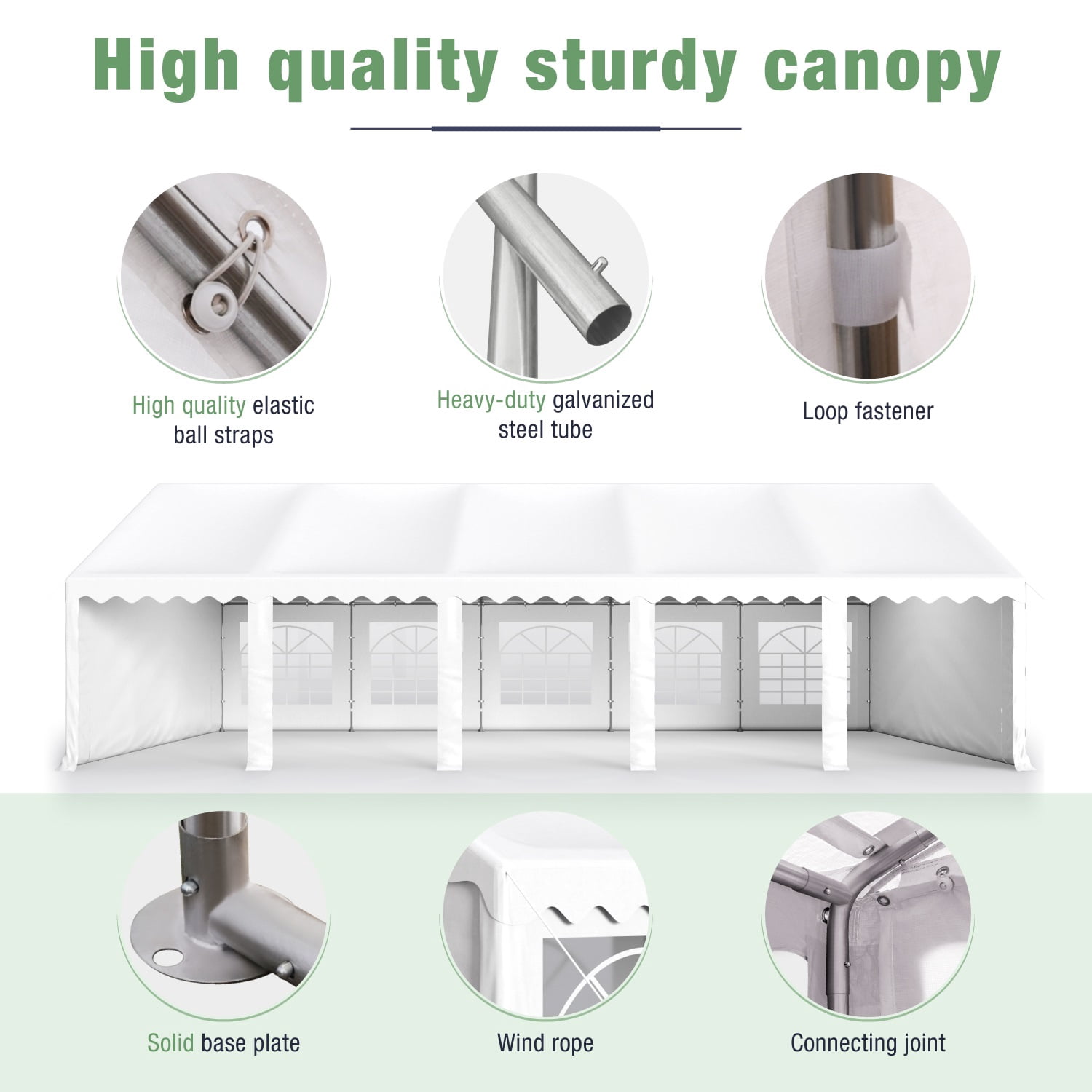 Summit Living 16’ x 32’ Party Tent with 10 Removable Sidewalls Outdoor Event Canopy Tents for Outside - White