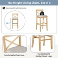 thumbnail image 5 of Bellemave 3 Piece Pub Table and Chair Set, Wood Bar Height Dining Set Kitchen Breakfast Nook with 2 Upholstered Chairs for Small Places, Rectangle Furniture (Natural+Beige), 5 of 9
