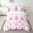 thumbnail image 2 of Feelyou Pink Xmas Tree Bedding Comforter Set 7pcs for Kid, Dreamy Christmas Snowflake King Bedding Sets, Happy New Year Reversible Bed Sheets, Microfiber Bedroom Decor, 2 of 7