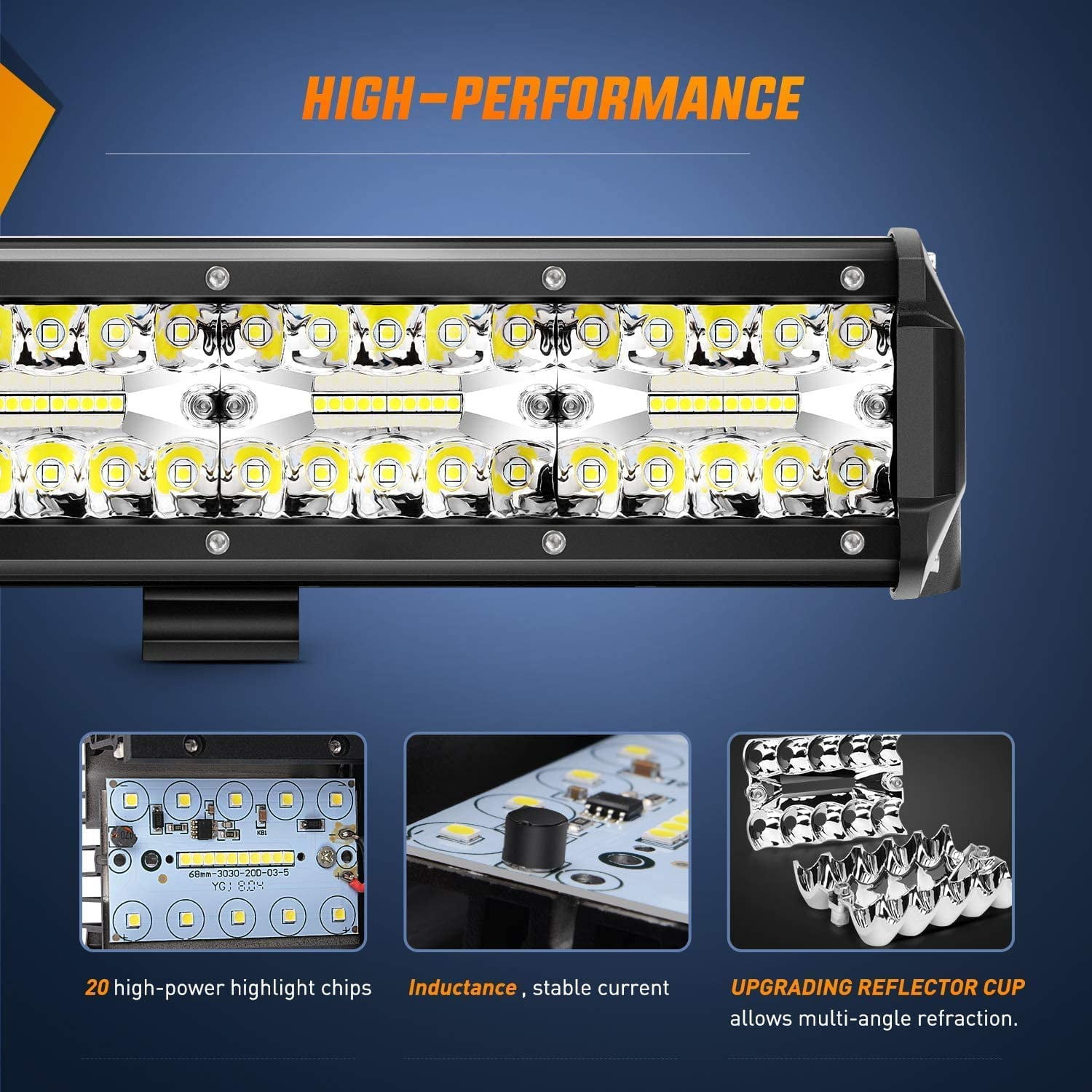 Nilight 26 Inch 540W LED Light Bar Triple Row Flood Spot Combo 50000LM Driving Boat Led Off Road Lights with 12V On/Off 5 Pin Rocker Switch 14 AWG Wiring Harness Kit
