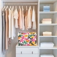 thumbnail image 4 of Yayeee Collapsible Cube Storage Bin with Lid Fabric Closet Decorative Basket with Handles, Pink Floral Blooms, 4 of 7