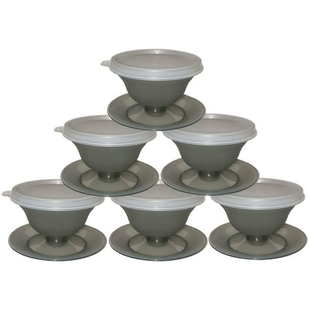 Tupperware Vintage Dessert Pudding Cups 4 oz Set of 6 Charcoal Gray -  Walmart.com