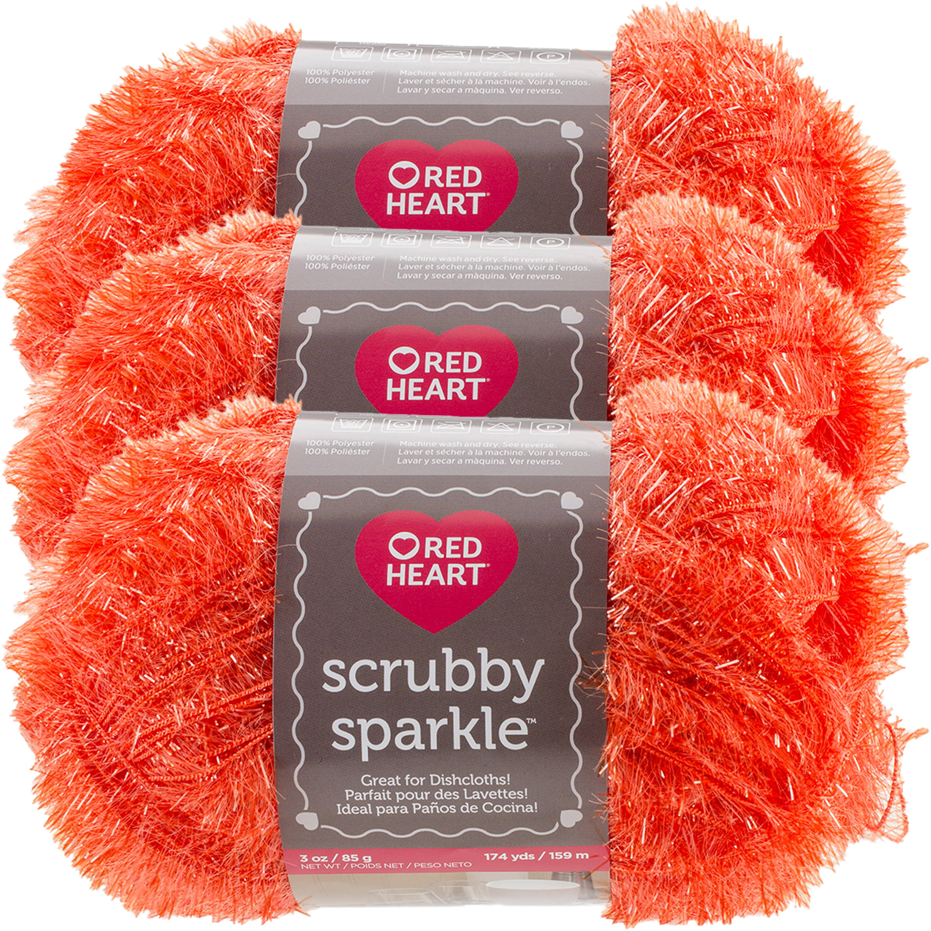 Red Heart Scrubby Sparkle Yarn-Avocado 
