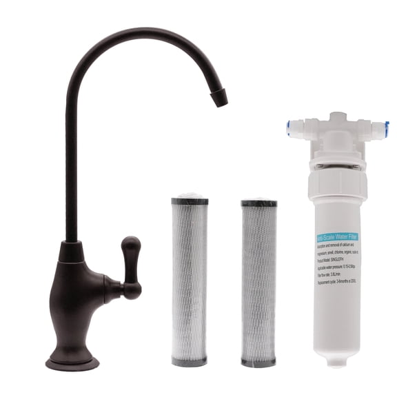 Westbrass 10" Classic 1-Lever Cold Water Dispenser Kit with Under Sink In-line Filter System, Oil Rubbed Bronze