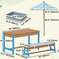 thumbnail image 3 of Qaba Kids Picnic Table, Wooden Outdoor Table and Bench Set w/ Umbrella Blue, 3 of 9