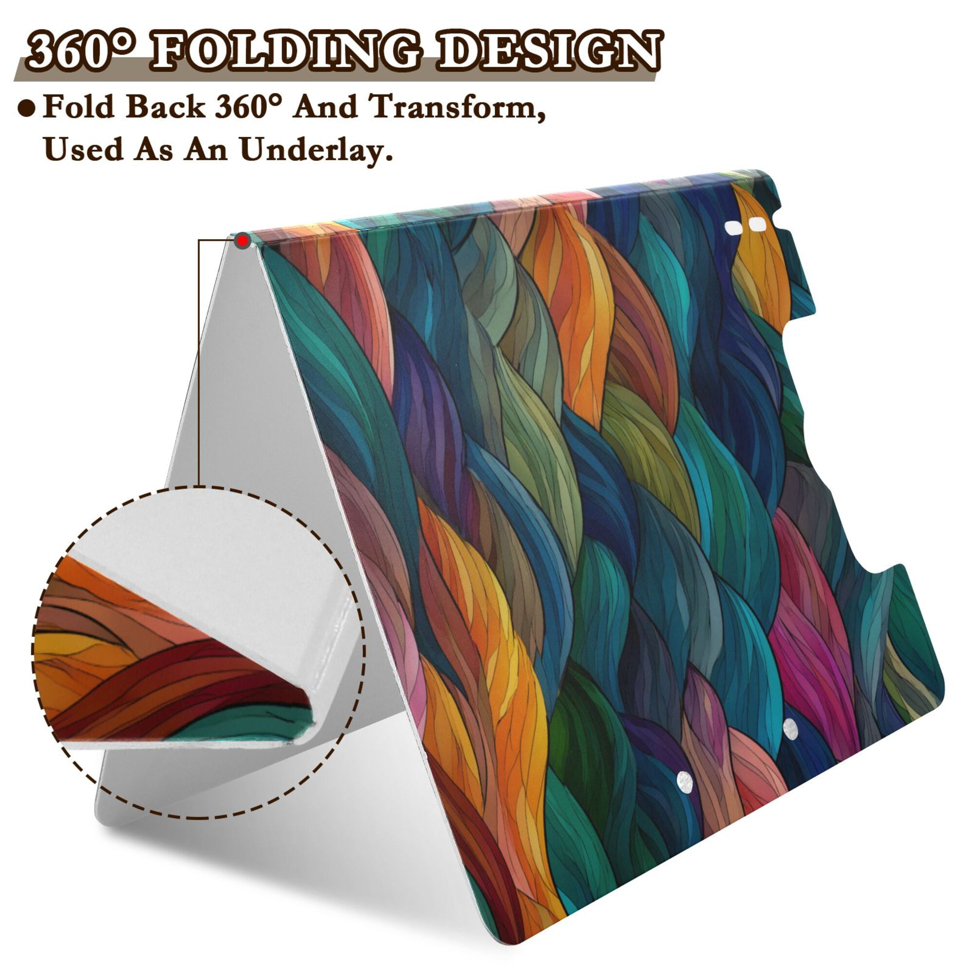 FORMRS A4 Clipboard Folder with Pen Holder Horizontal Foldable School Office Binder, Colorful Waves Pattern