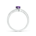 thumbnail image 2 of ANGARA Natural Prong-Set Amethyst Bypass Ring with Diamond Accents in 14K White Gold for Women (Size-5mm) | February Birthstone, Birthday, Anniversary, Jewelry Gift for Women | Natural Amethyst Ring, 2 of 9