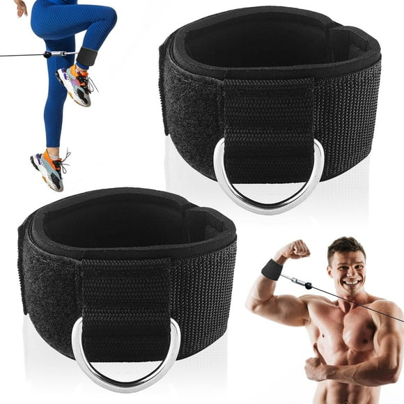 HAHADAXA Fitness Ankle Straps, Ankle Workout Strap for Gym Machines Exercise, 2 PCS Adjustable Neoprene Padded D-Ring Exercises Belt Band Attachment for Cable Machines Leg Extensions, Abs and
