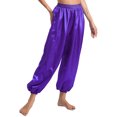 thumbnail image 4 of Doomiva Women's Belly Dance Harem Pants Shiny Sequin Tassel Trouser Arabic Halloween Loose Pants Bloomers Purple XXL, 4 of 7