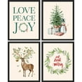 thumbnail image 2 of PixonSign Framed Wall Art Christmas Tree Wreath, Deer, Snowman Illustrations, Set of 4 Celebrations & Holidays Seasonal Wall Decor, Adhesive Canvas Poster, Modern Home Artwork - 8"x10" Black, 2 of 5