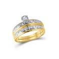 thumbnail image 2 of 10kt Yellow Gold His Hers Round Diamond Solitaire Matching Wedding Set 1/20 Cttw, 2 of 5