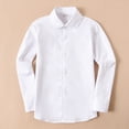 thumbnail image 5 of TOWED22 Girls Long Sleeve Uniform Shirt, Kids Stretch Button Down Dress Shirts, Stain Resistant Blouse with Peter Pan Collar(Beige,9-10 Y), 5 of 5