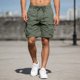 thumbnail image 5 of Pantalones Cortos de Carga de Cintura Elástica para Hombres de Color Sólido con Bolsillos Botón Vendaje Casual Y Pantalones Cortos de Moda, 5 of 9