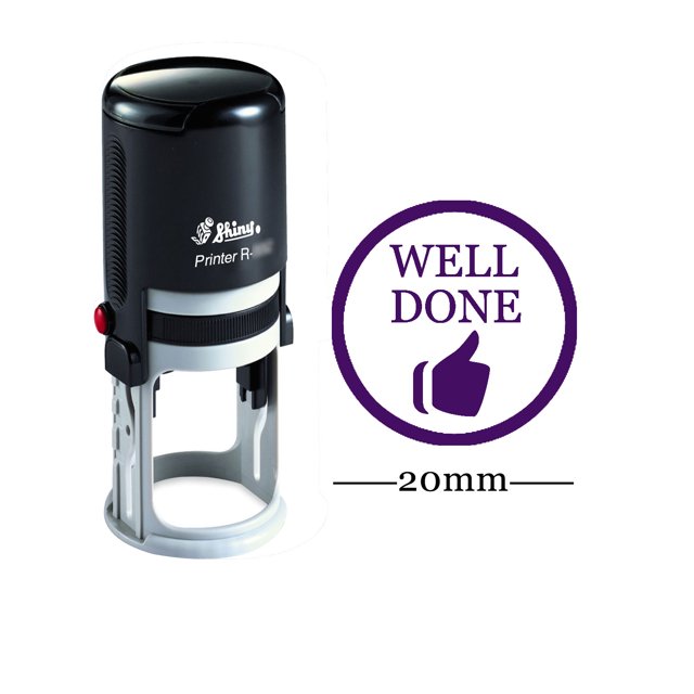 WELL DONE Round Self Inking Rubber Stamp Custom Shiny Personalized Teachers Stamps