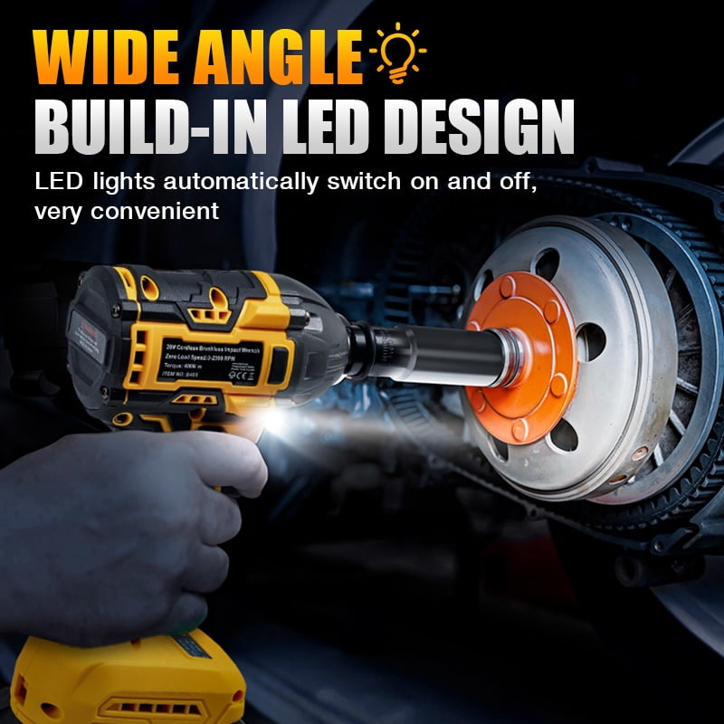 Cordless 1/2 Inch Brushless Impact Wrench,400 N.m,4Ah Battery, Charger & 7 Sockets