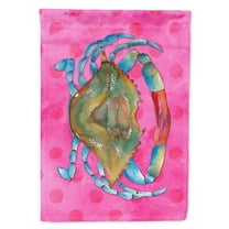 Carolines Treasures BB8249CHF Blue Crab Pink Polkadot Flag Canvas House Size  Large multicolor
