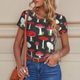 thumbnail image 4 of Cauagu Red Mushrooms Women's Crew Neck Round Short Sleeve T Shirts Tops Bodysuit Daily Jumpsuit-X-Large, 4 of 7
