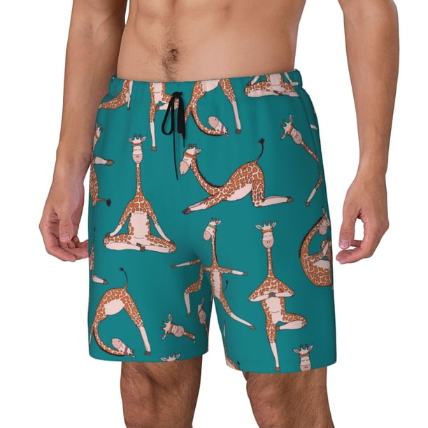 Balery Giraffes Doing Various Yoga Bañador para hombre, shorts de playa de secado rápido con entrepierna y forro de compresión-3X-Large