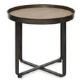 thumbnail image 3 of Kate and Laurel Zabel Industrial Modern End Table, 22.5 x 20.5, Natural Wood and Rustic Iron, Decorative Round Side Table with with Wrought Iron Metal Frame and White Oak Finish, 3 of 6