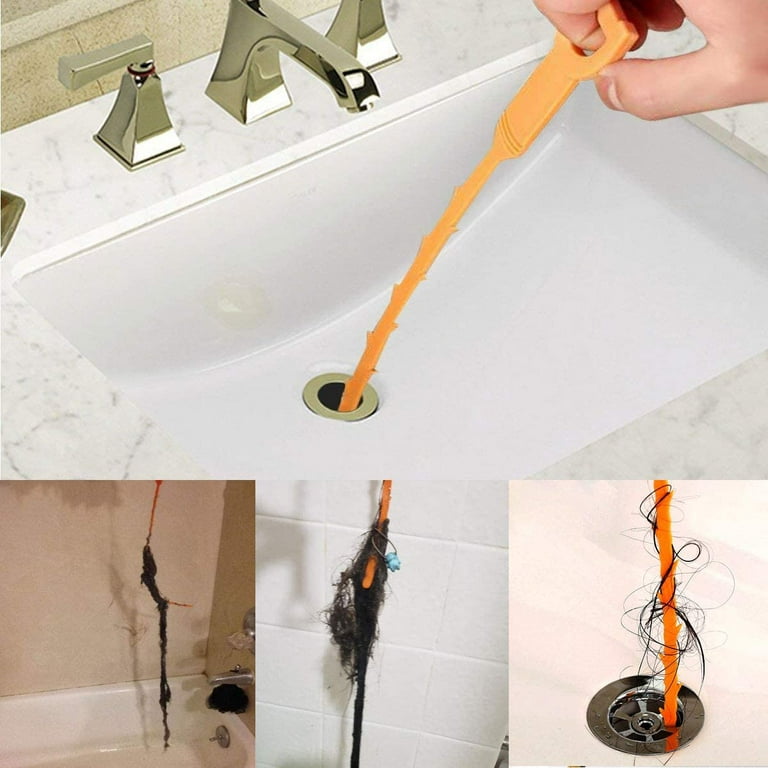 25 Inch Hair Drain Clog Remover Cleaning Tool. sink snake Drain Hair  Remover For Sewer, Toilet, Kitchen Sink, snake Drain Bathroom Tub.Toilet