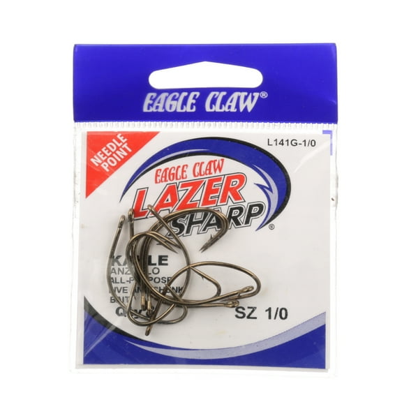 Lazer Sharp L141GH-1/0 Kahle Offset Hook, Bronze, Size 1/0, 8 Pack