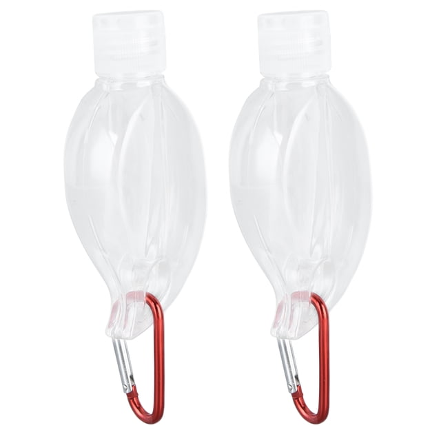 Juego de 2 botellas de viaje de 50ml con llavero, tapa abatible, botella líquida de plástico rellenable, contenedor transparente a prueba de fugas, hoja de arce