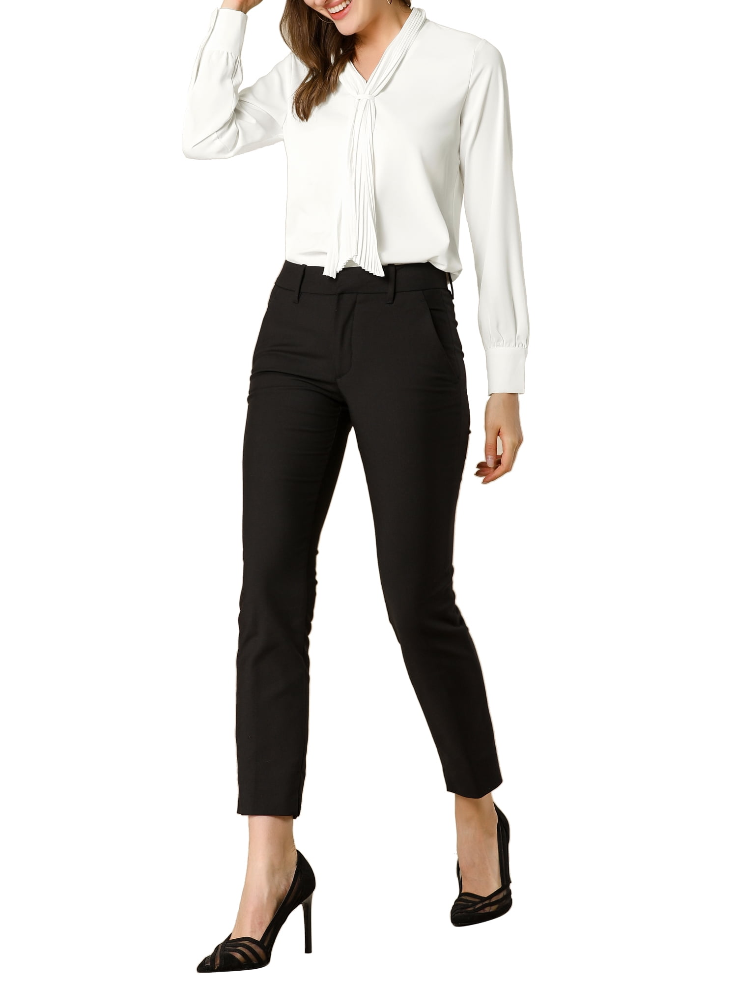 DARING DIVA Work Office Blouse Pleated Top Shirt S White