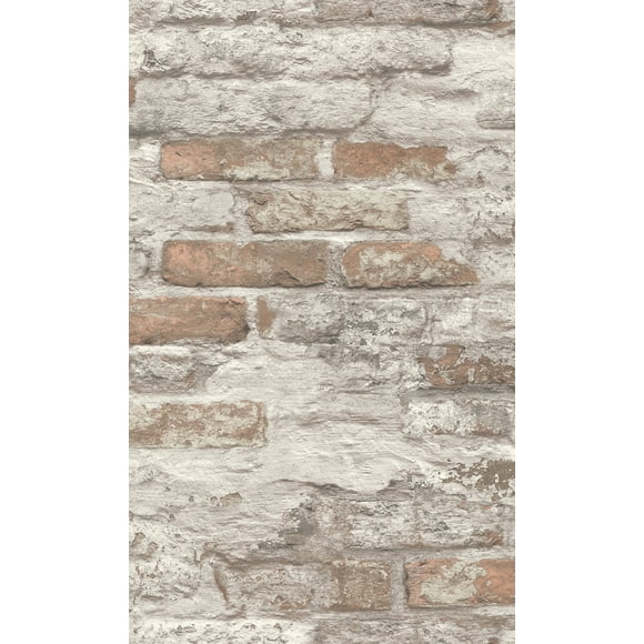 Brown & White Concrete Brick Effect Wallpaper R8388