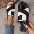 thumbnail image 7 of oqasdz Women Slippers Fashion Open Toe Flat Slippers Soft Elegant Thin Strap Low Heel Patchwork Color Sandals for Summer Casual,Black, 7 of 7