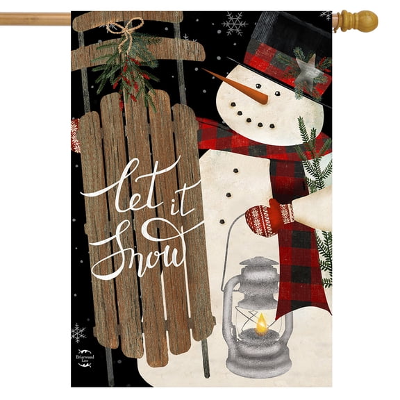 Briarwood Lane Snowman And Sled Primitive House Flag