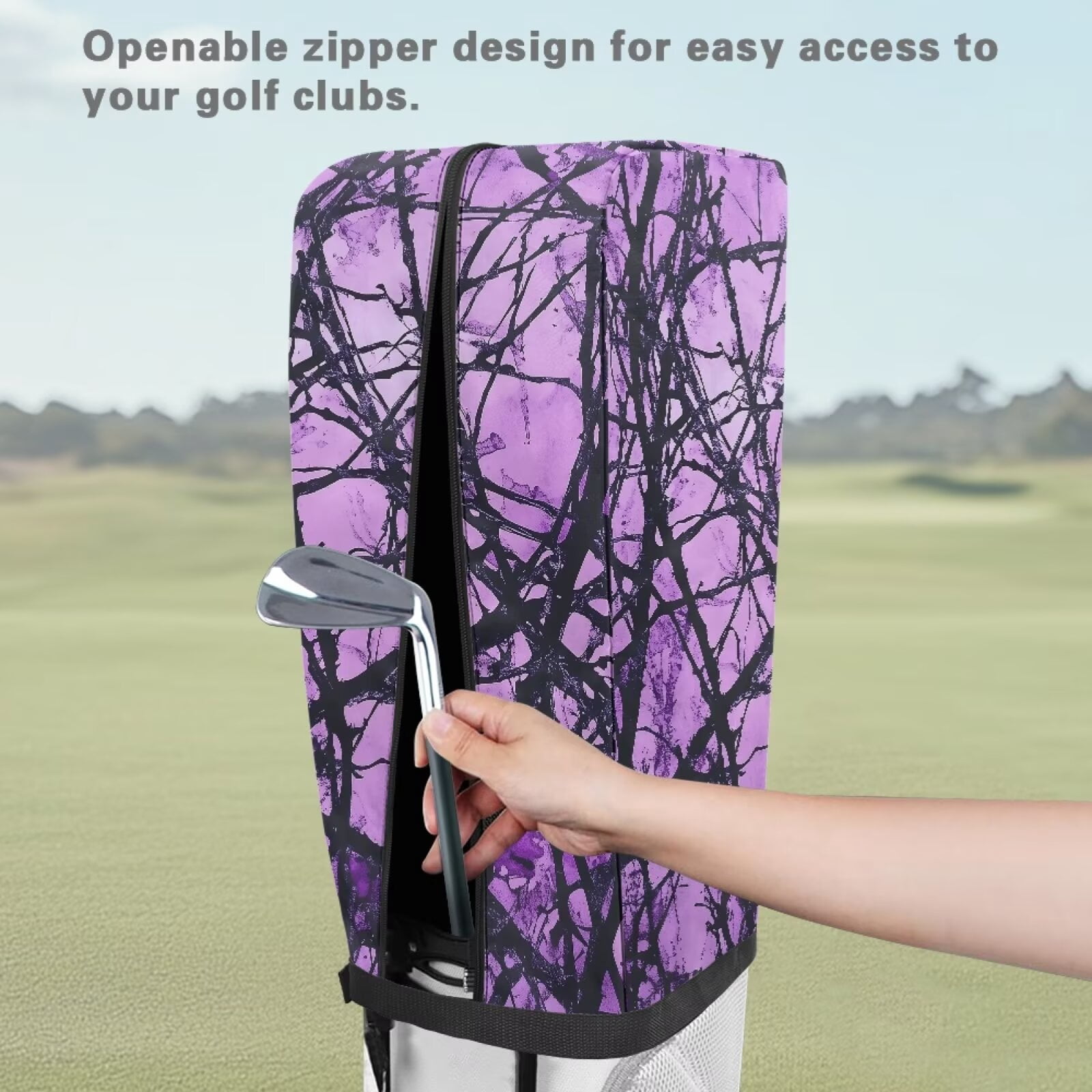 Chririnla Purple Forest Hunting Golf Bag Dust Cover Dust & Sun Protection Umbrella for Clubs with Snap Button Universal Fit for Most Club Bags, Stand Bags, Cart Bags & Tour Bags
