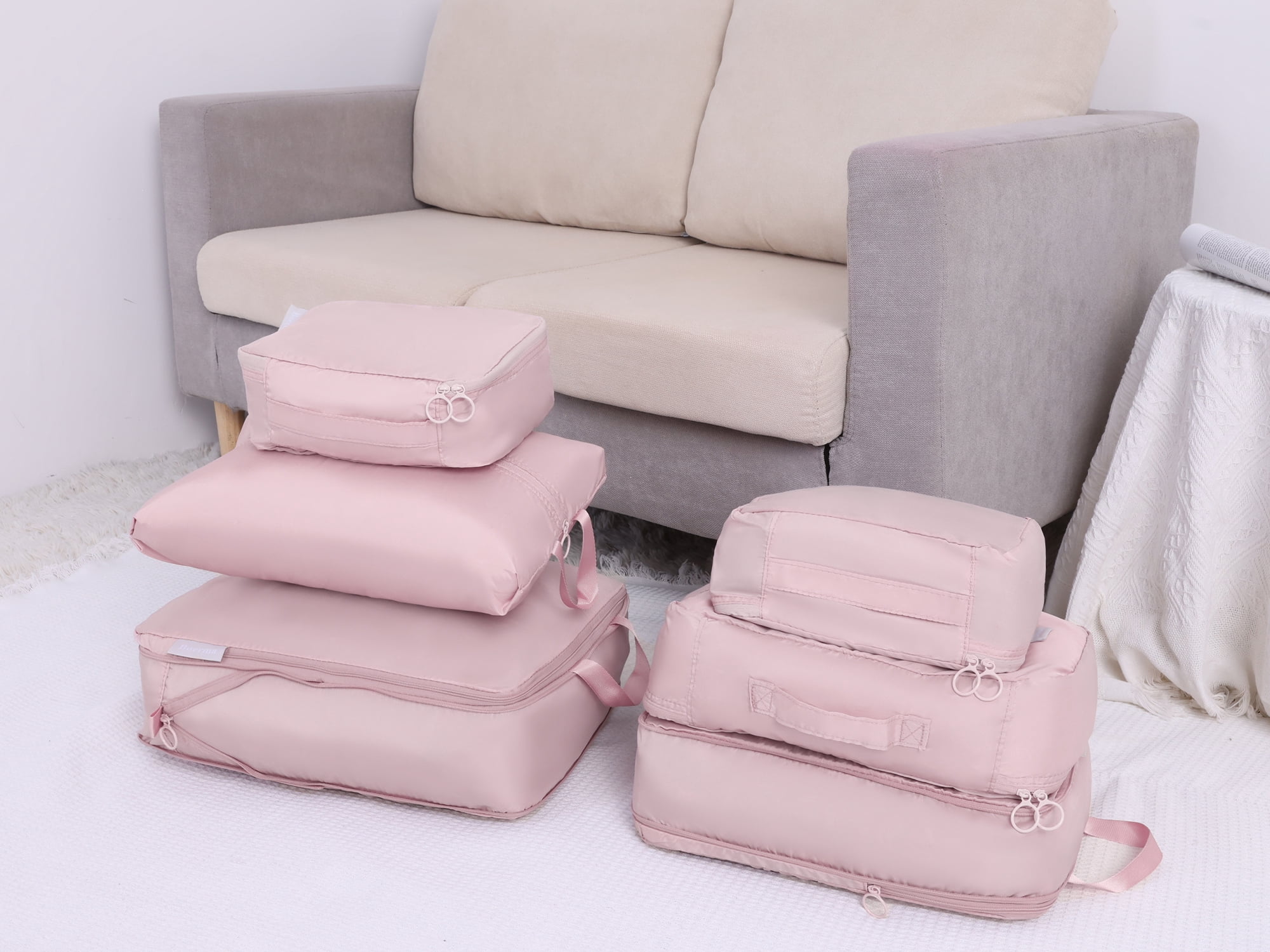 REGALWOVEN 6 Set Travel Bag for Storage,Lightweight Travel Essentials,Travel Accessories for Travel Toiletry Bag Sets Pink 15.5*12*4in