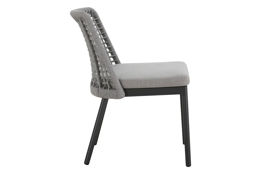 Spruce & Spring Modern Woven Rope Patio Dining Armchair Equipped With Cushion 2 Pieces For Outdoor Space Grey Woven Rope Fabric