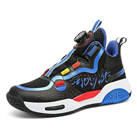 

Children s Basketball Shoes Colorful Non-slip High Top Rotating Button Sneakers For Outdoor Sports Boys And Girls