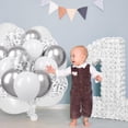 thumbnail image 2 of 20 globos blancos y plateados de 12 pulgadas, globos de confeti plateados, globos cromados metálicos blancos y plateados, 2 of 5