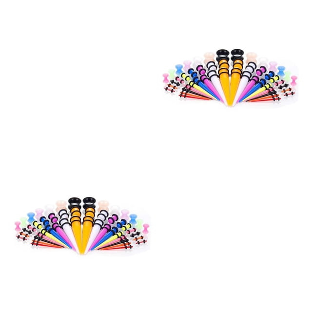 Sonducket 50pcs 14G-00G O-ring Acrílico Tapers Plugs Silicona y Tunnels 2piezas Multicolor 50 pcs