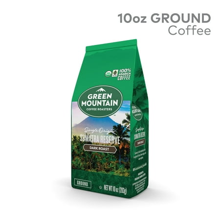 - Green Mountain Roasters Roasters, Fair Trade Certified Organic, Sumatra Reserve, Ground Coffee, Dark Roast, Bagged 10oz