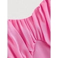 thumbnail image 3 of Hot Pink Solid Knot Shoulder Ruched Bust Milkmaid Cami Dress, A-Line Mini Dress For Women, 3 of 4