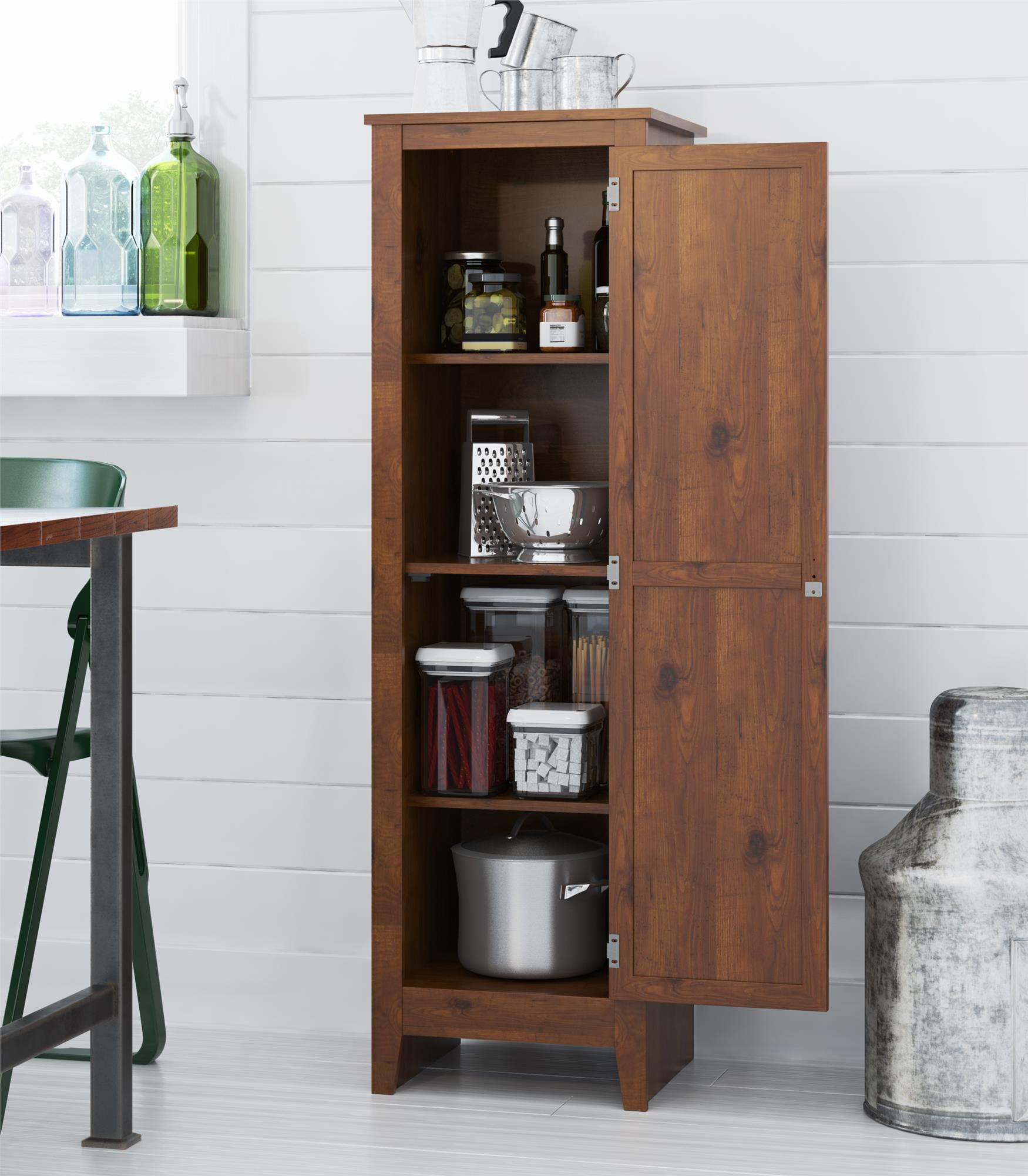 Rustic Single Door Storage Pantry Cabinet Organizer ...