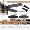 thumbnail image 4 of Ventilador de techo Hounberi Farmhouse de 48 cm con luz y mando a distancia, color negro, 4 of 8