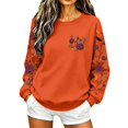 thumbnail image 7 of Women Halloween Floral Graphic Sweatshirt JIANLAI Crew Neck Long Sleeve Moon Rose Leaf Print Pullover Casual Autumn Fall Holiday Tops, 7 of 7