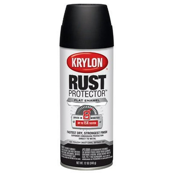Krylon Rust Preventative Enamel Flat Black 12oz. Aerosol Can - Lot of 6